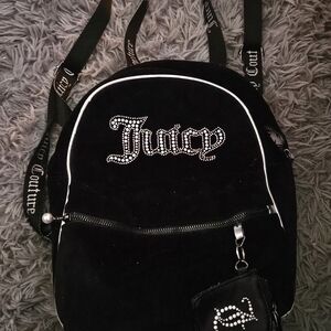 Juicy Couture Black Backpack with Rhinestone Logo